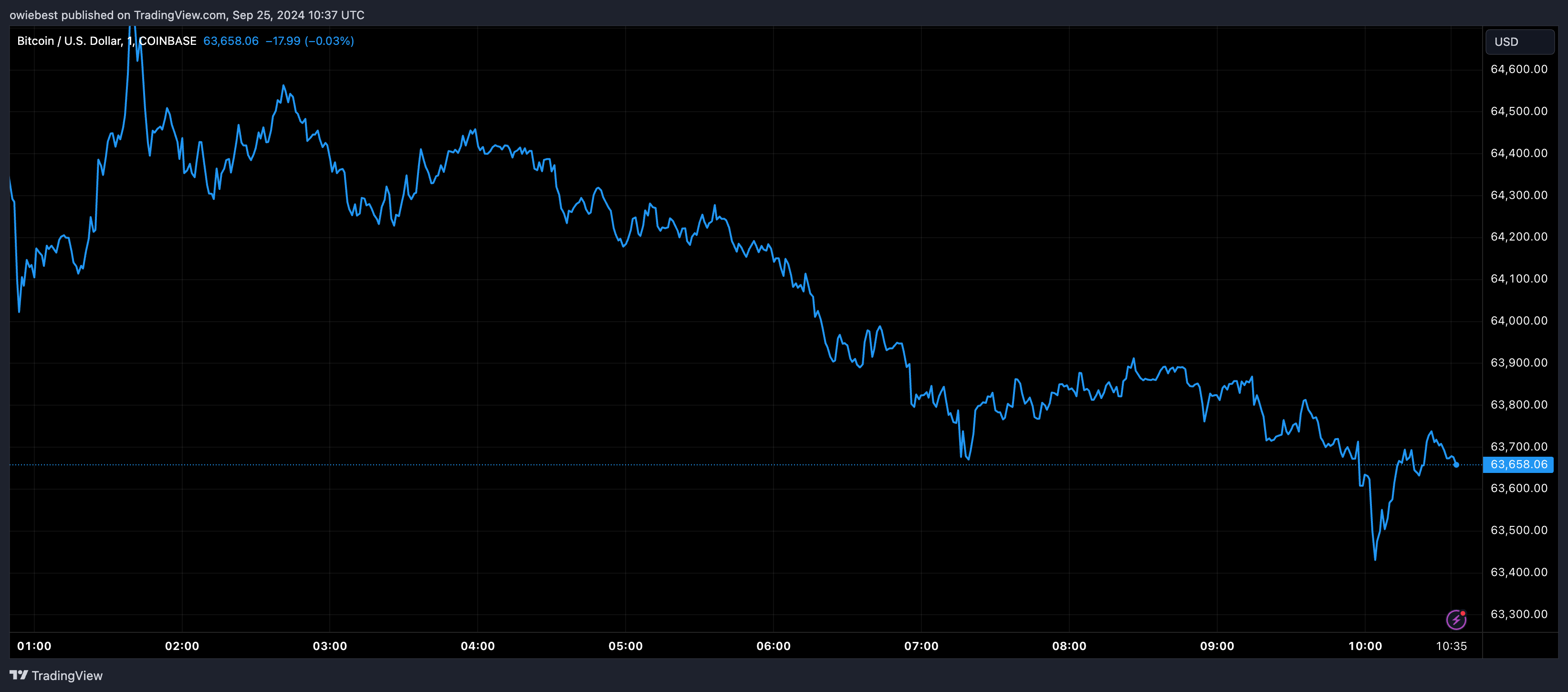 Bitcoin price chart from Tradingview.com