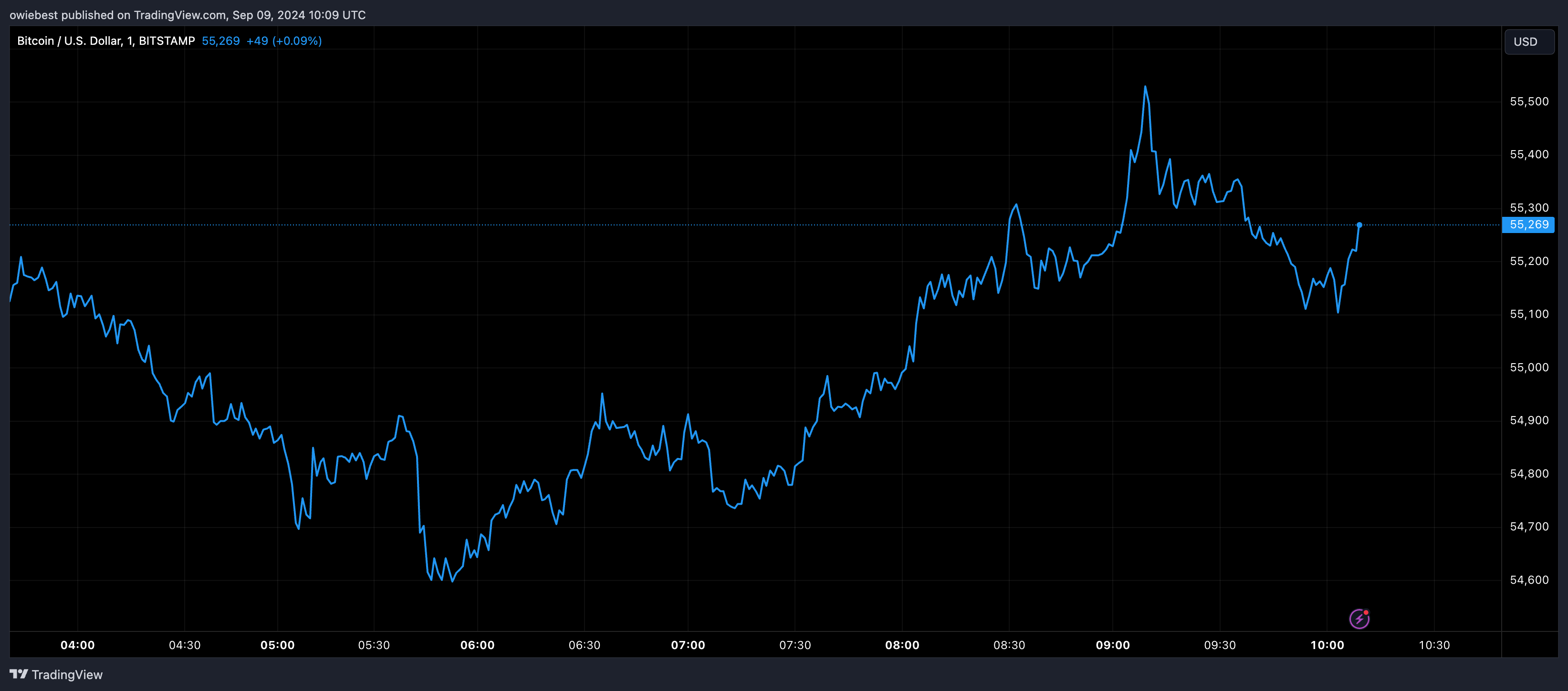 Bitcoin price chart from Tradingview.com