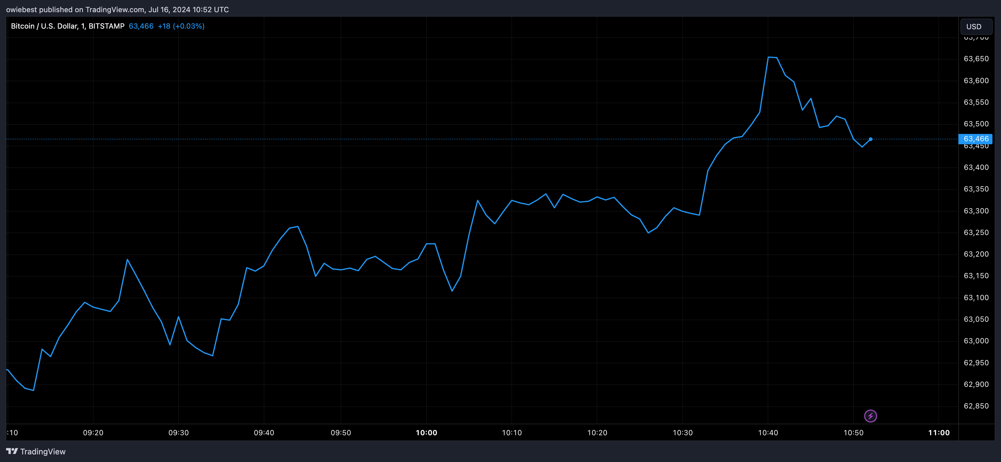 Bitcoin price chart from Tradingview.com