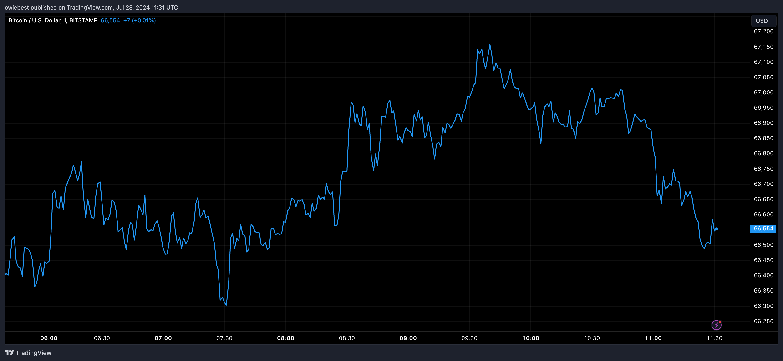 Bitcoin price chart from Tradingview.com