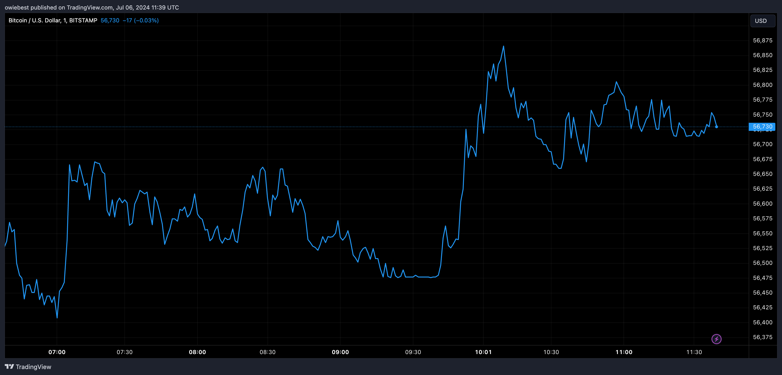 Bitcoin price chart from Tradingview.com