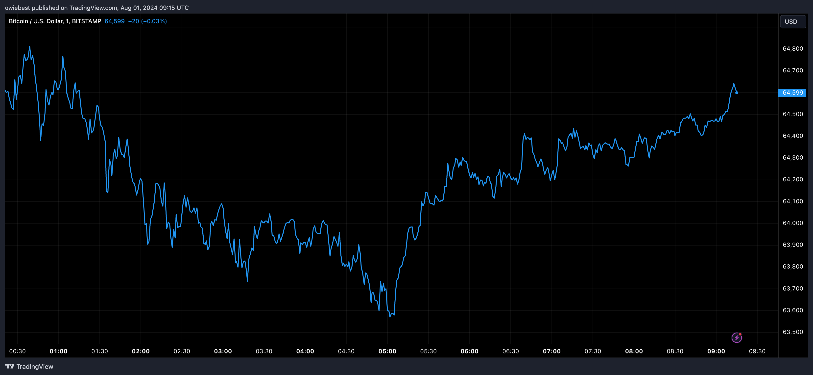 Bitcoin price chart from Tradingview.com (USDT Tether)