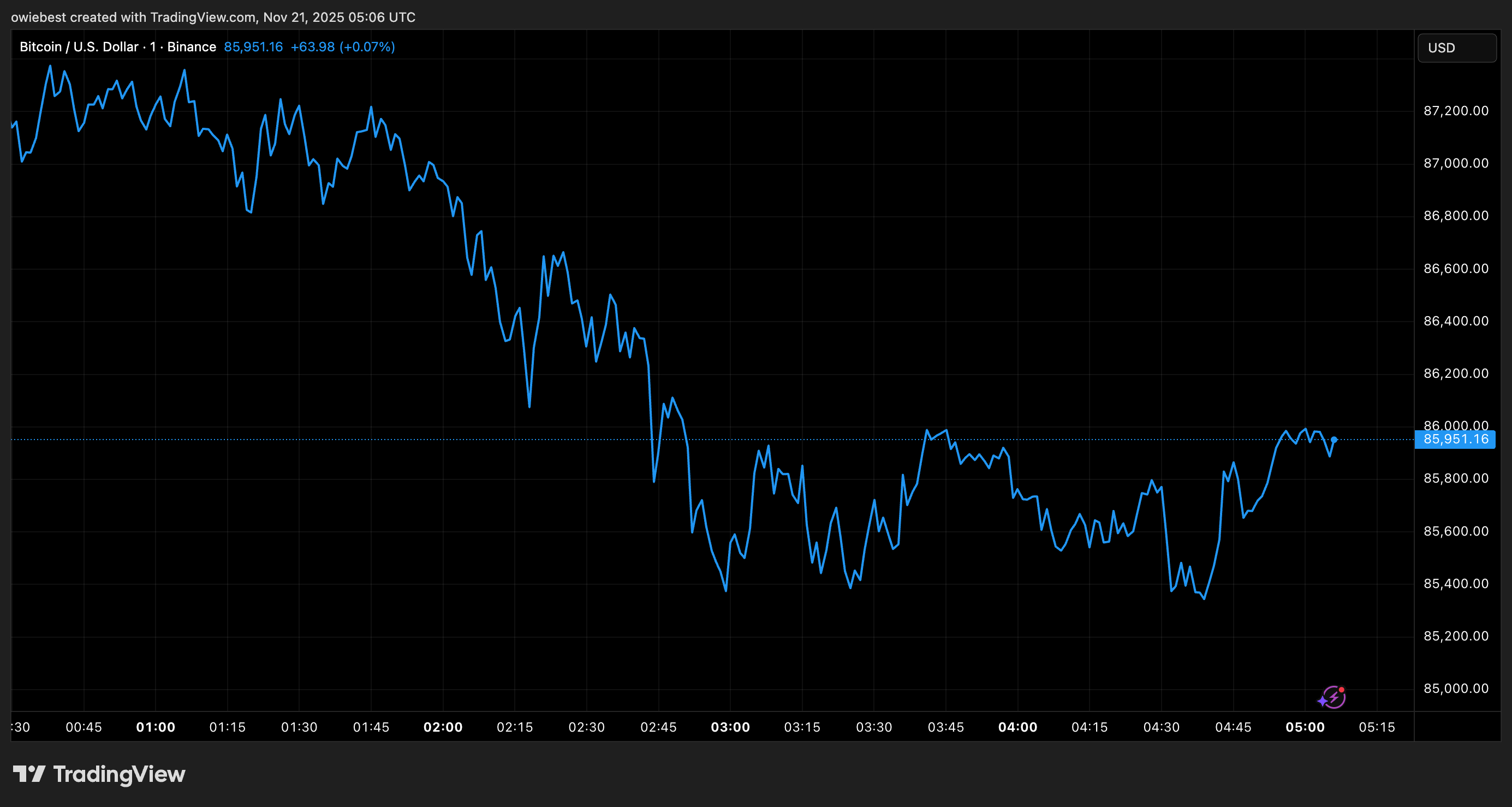Bitcoin price chart from Tradingview.com (Crypto)
