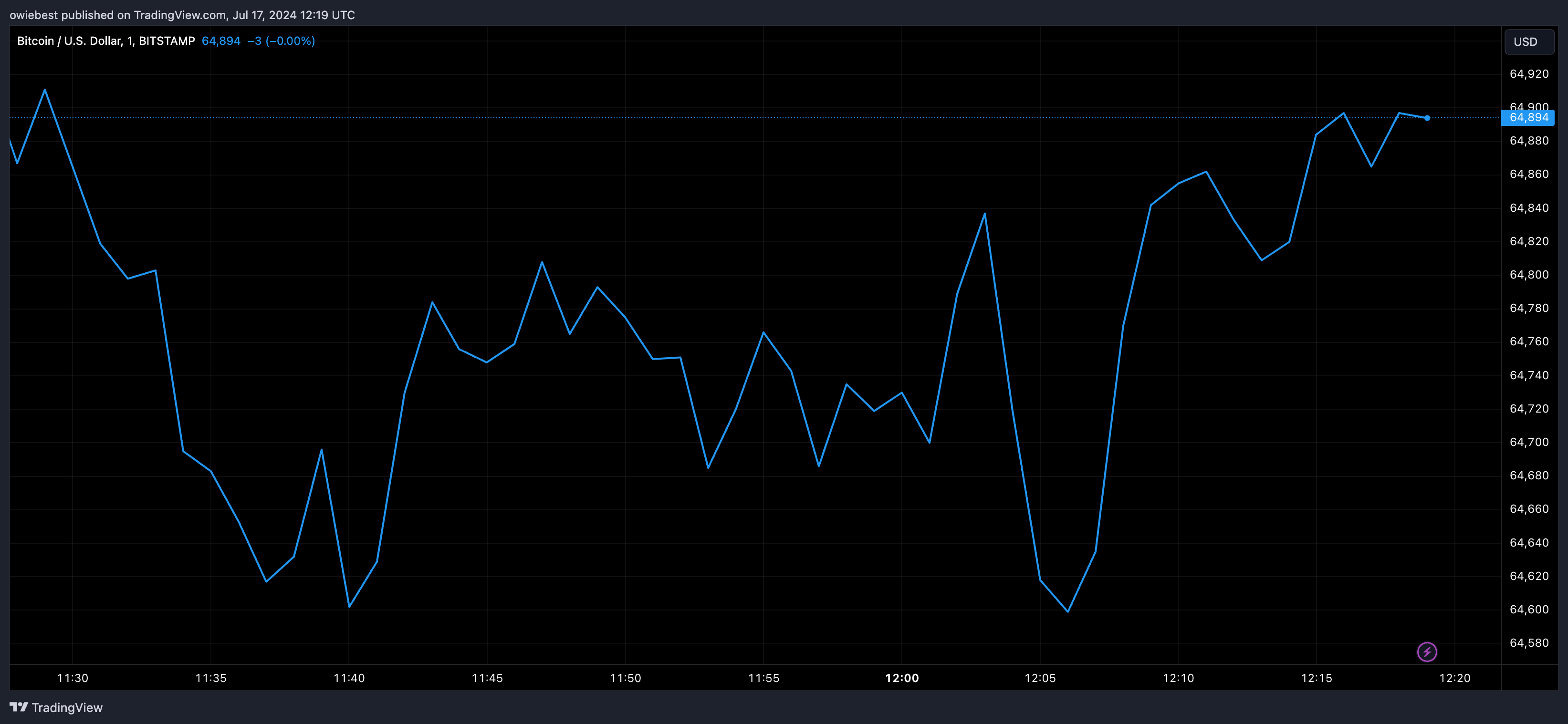 Bitcoin price chart from Tradingview.com