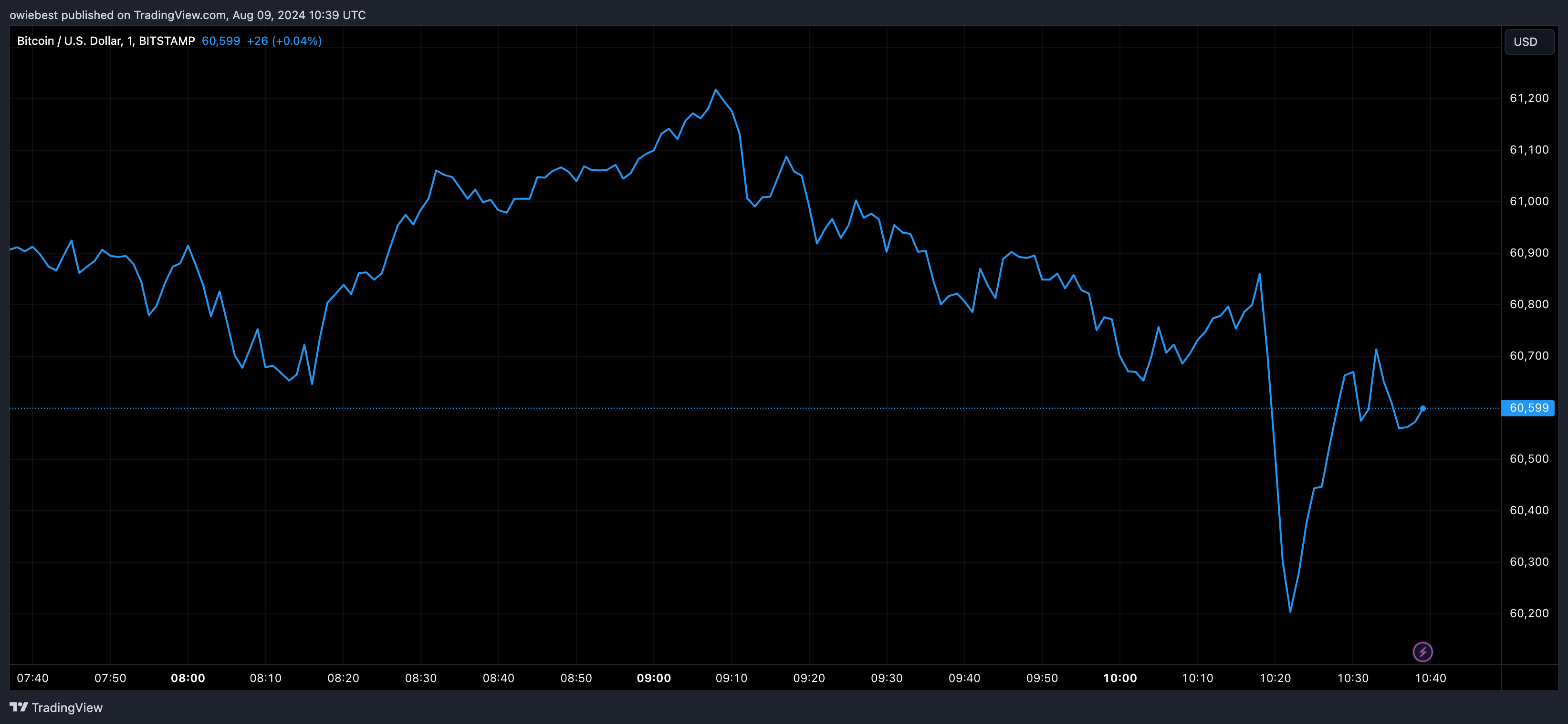 Bitcoin price chart from Tradingview.com