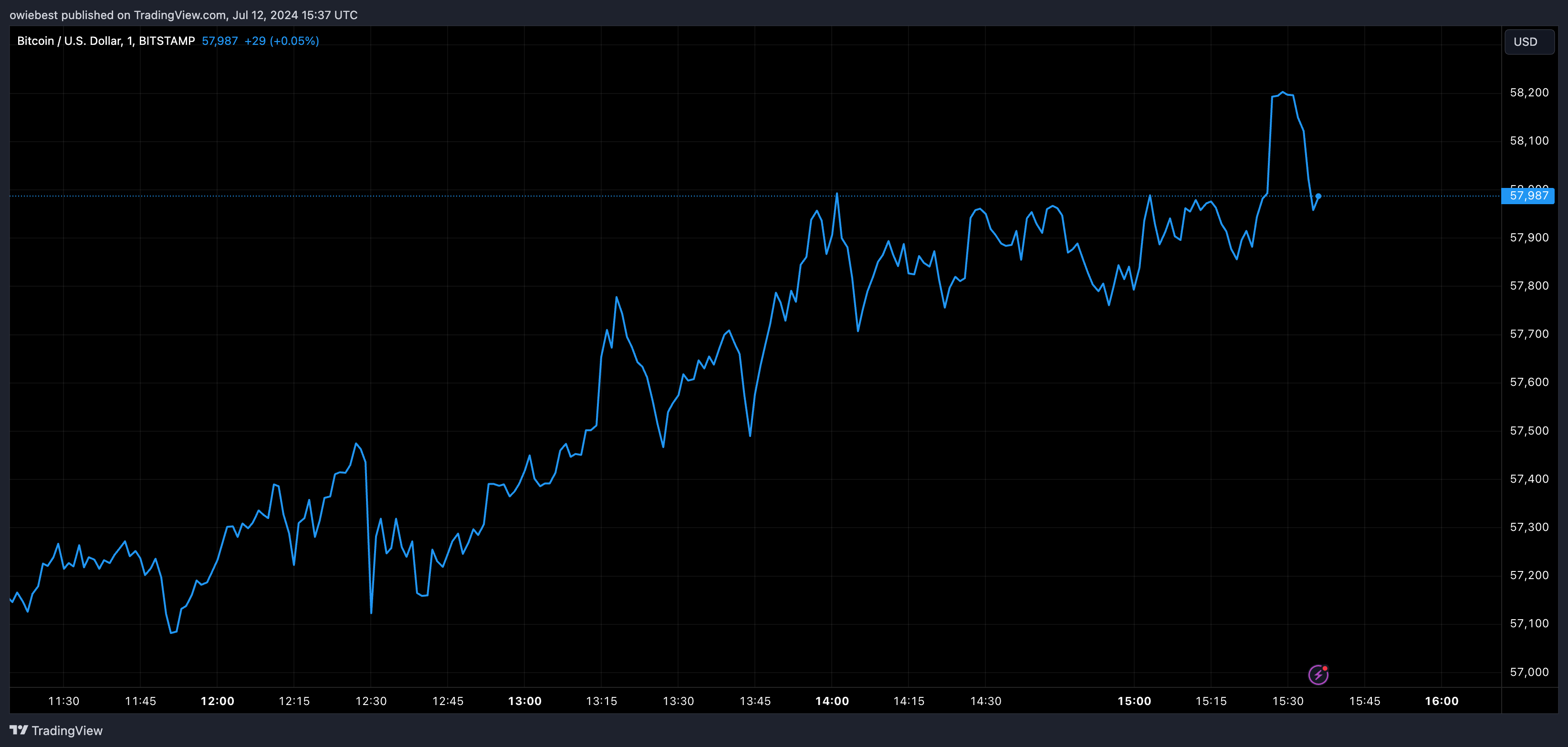 Bitcoin price chart from Tradingview.com