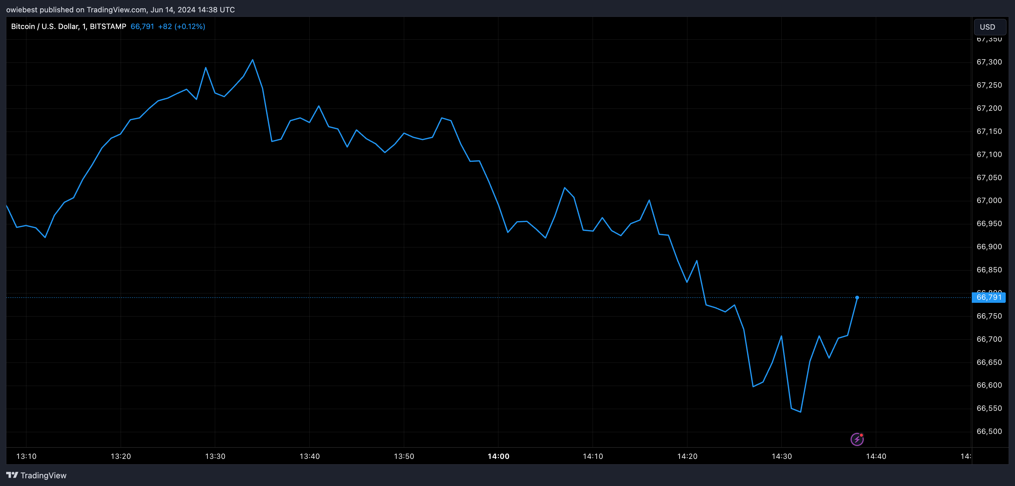 Bitcoin price chart from Tradingview.com