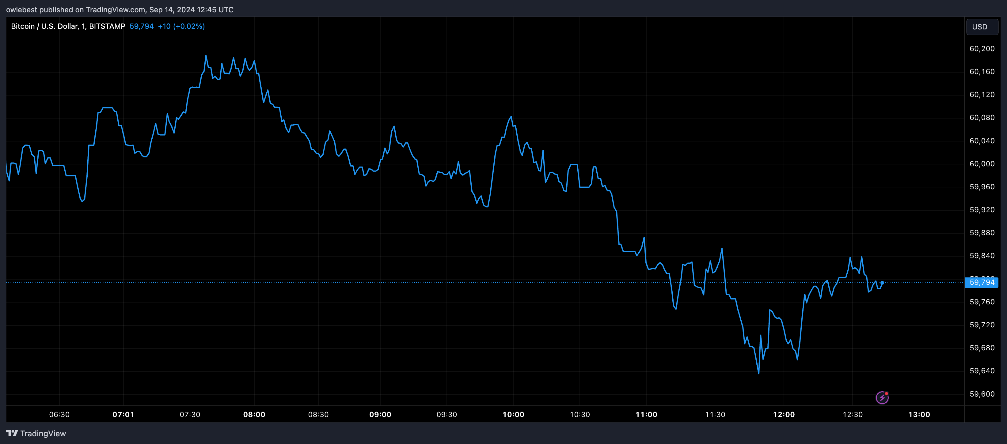 Bitcoin price chart from Tradingview.com