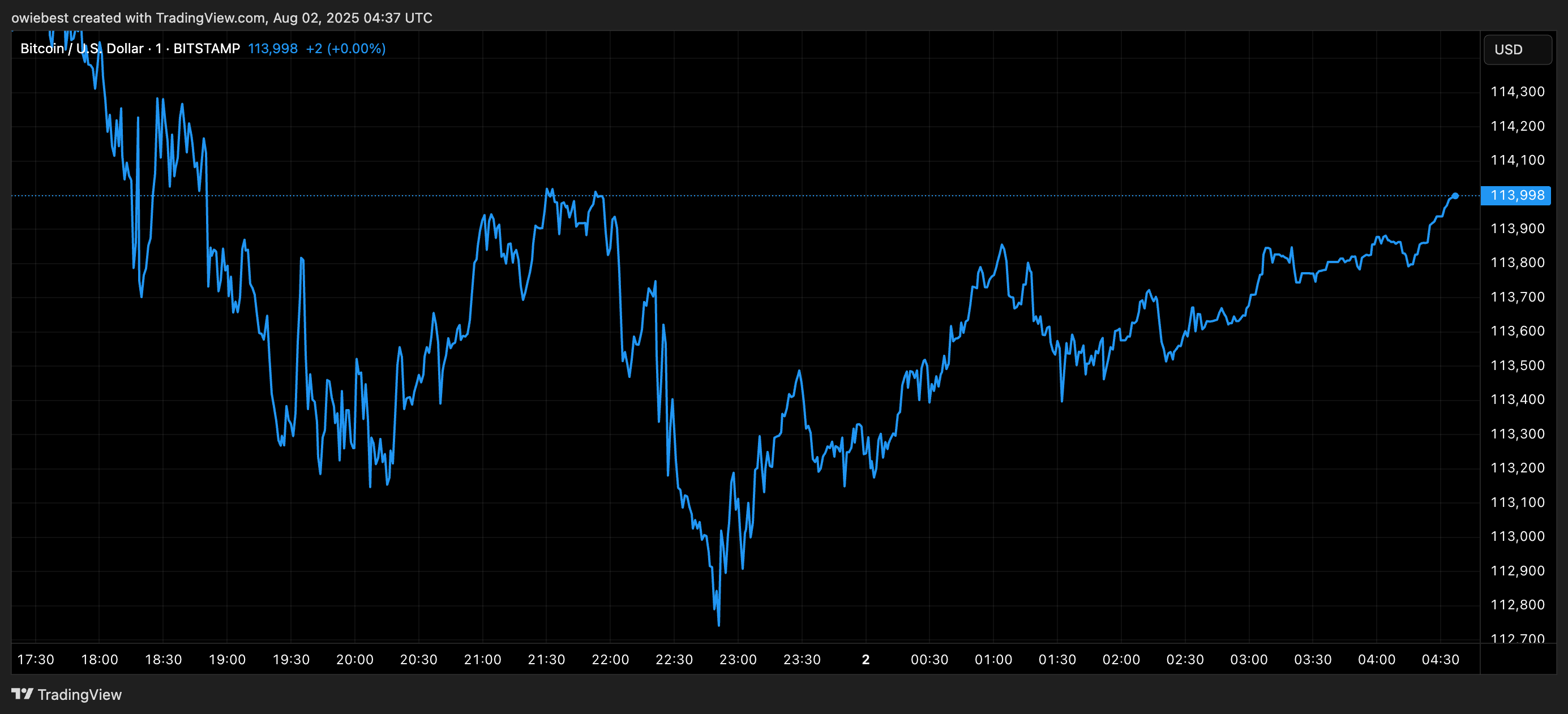 Bitcoin price chart from TradingView.com