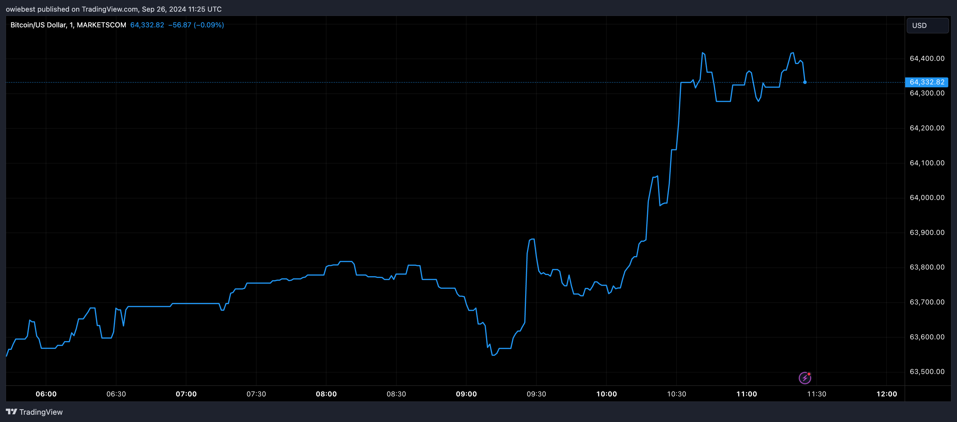 Bitcoin price chart from Tradingview.com