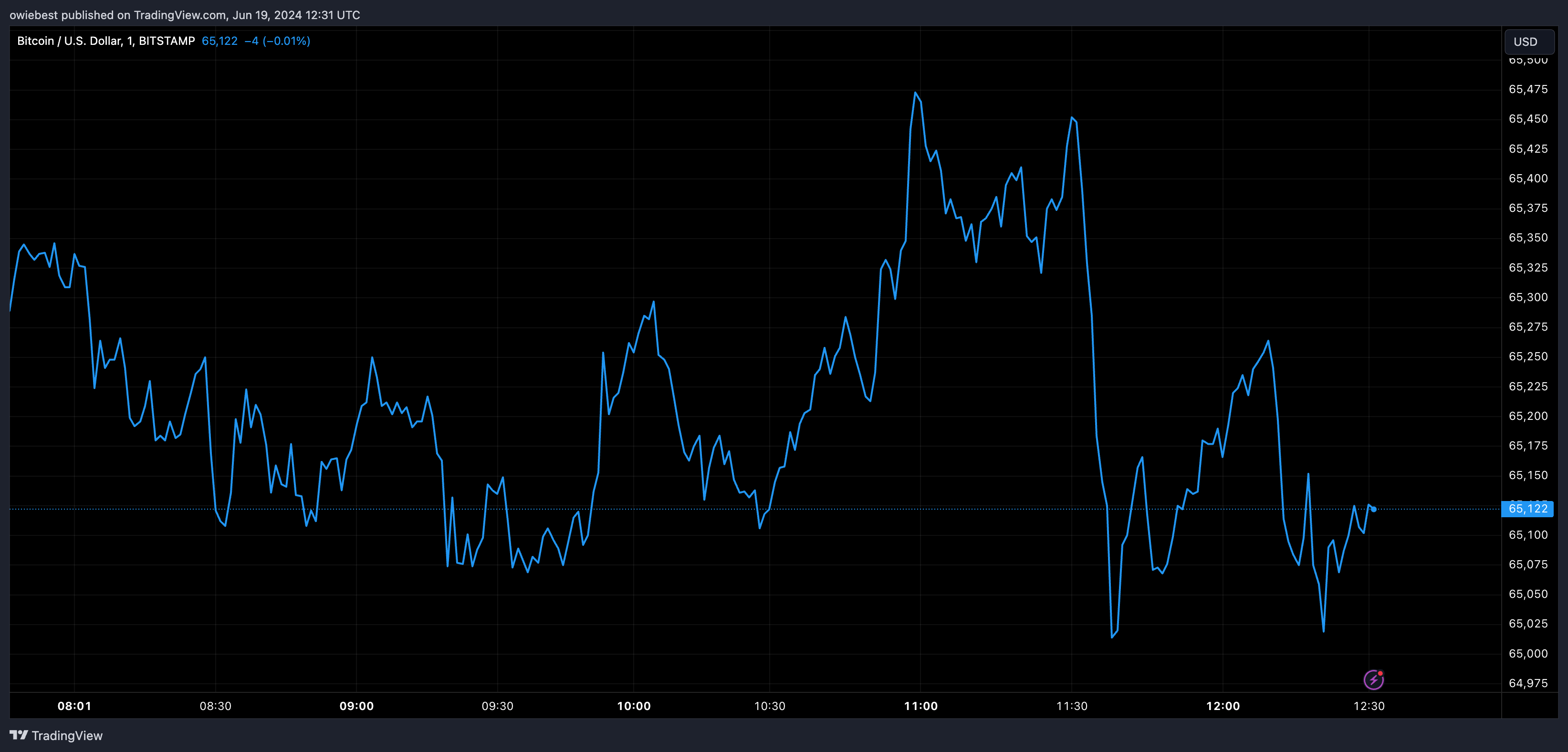 Bitcoin price chart from Tradingview.com