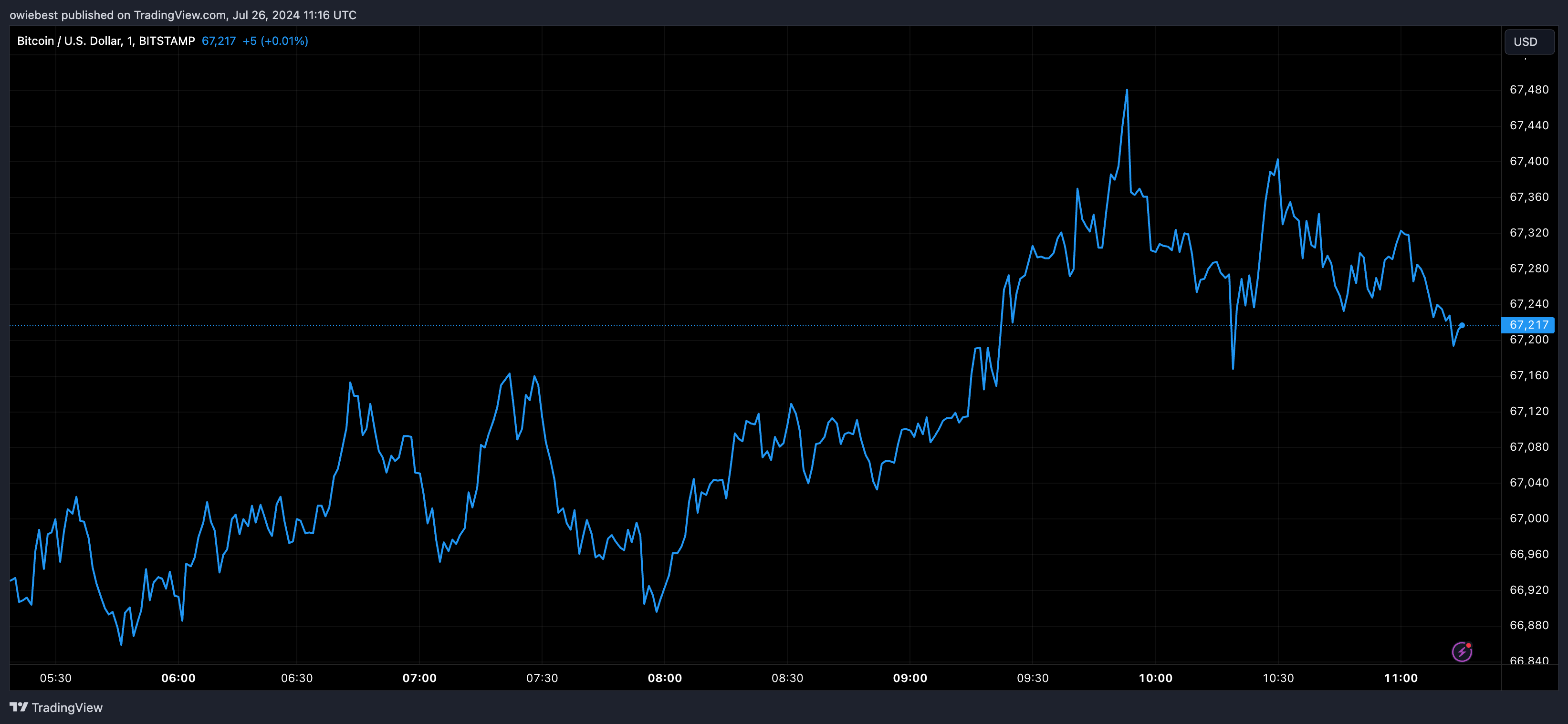 Bitcoin price chart from Tradingview.com