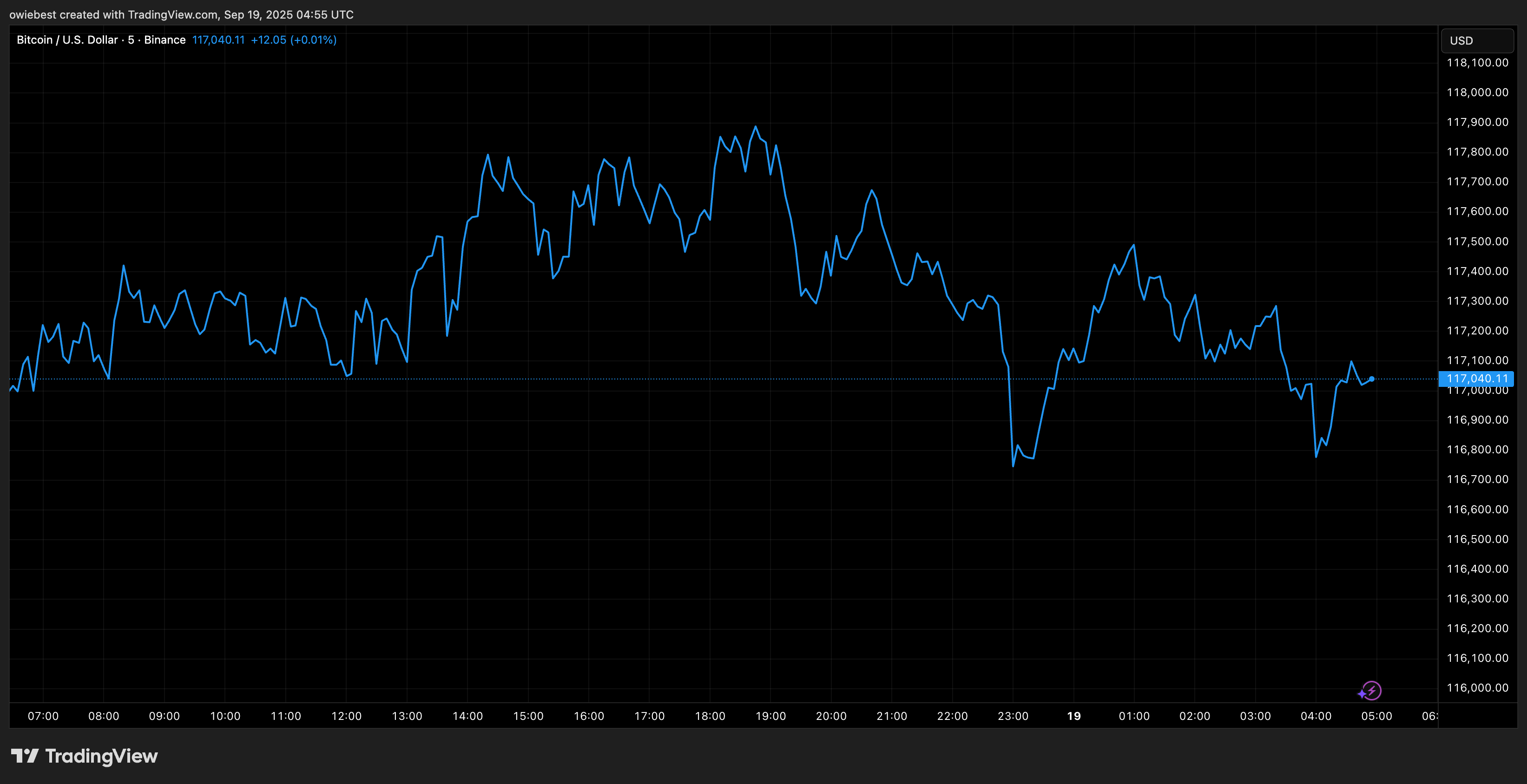 Bitcoin price chart from TradingView.com