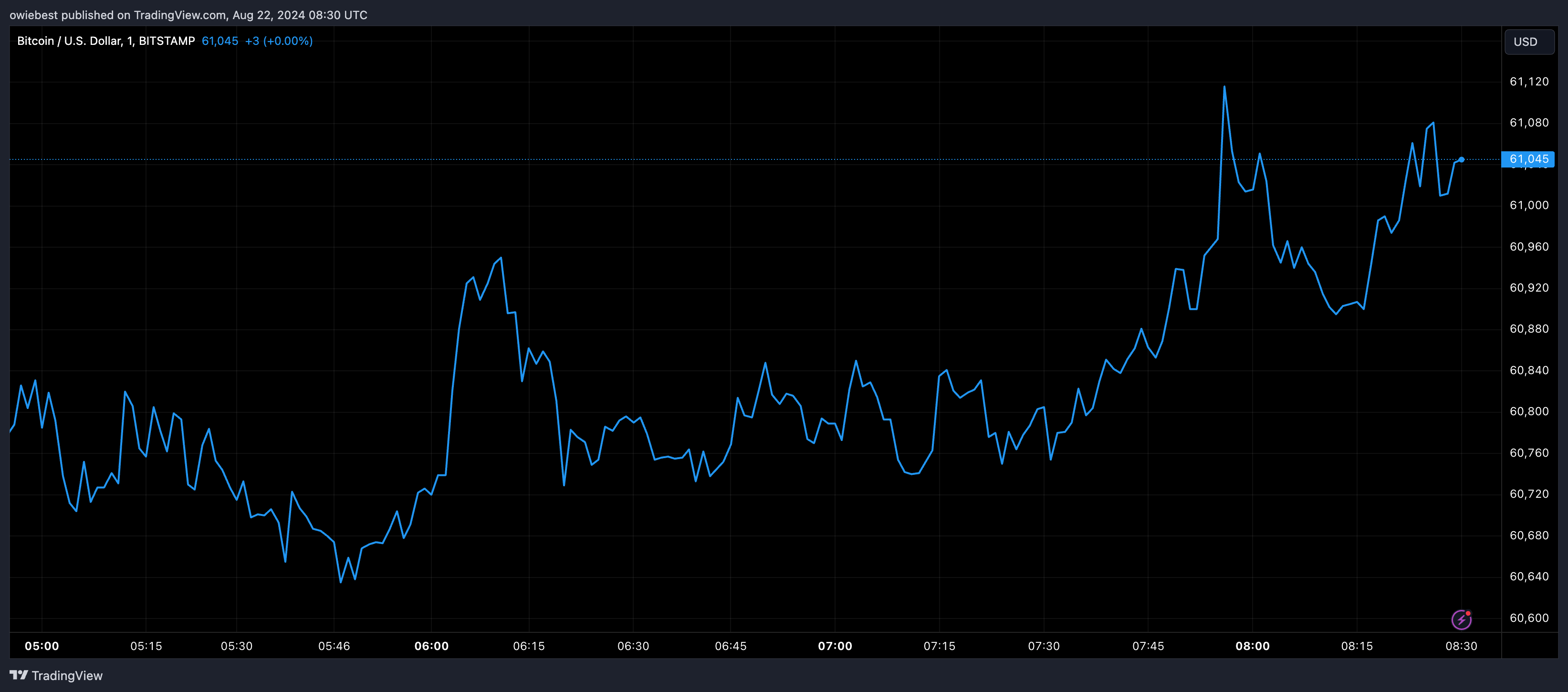 Bitcoin price chart from Tradingview.com