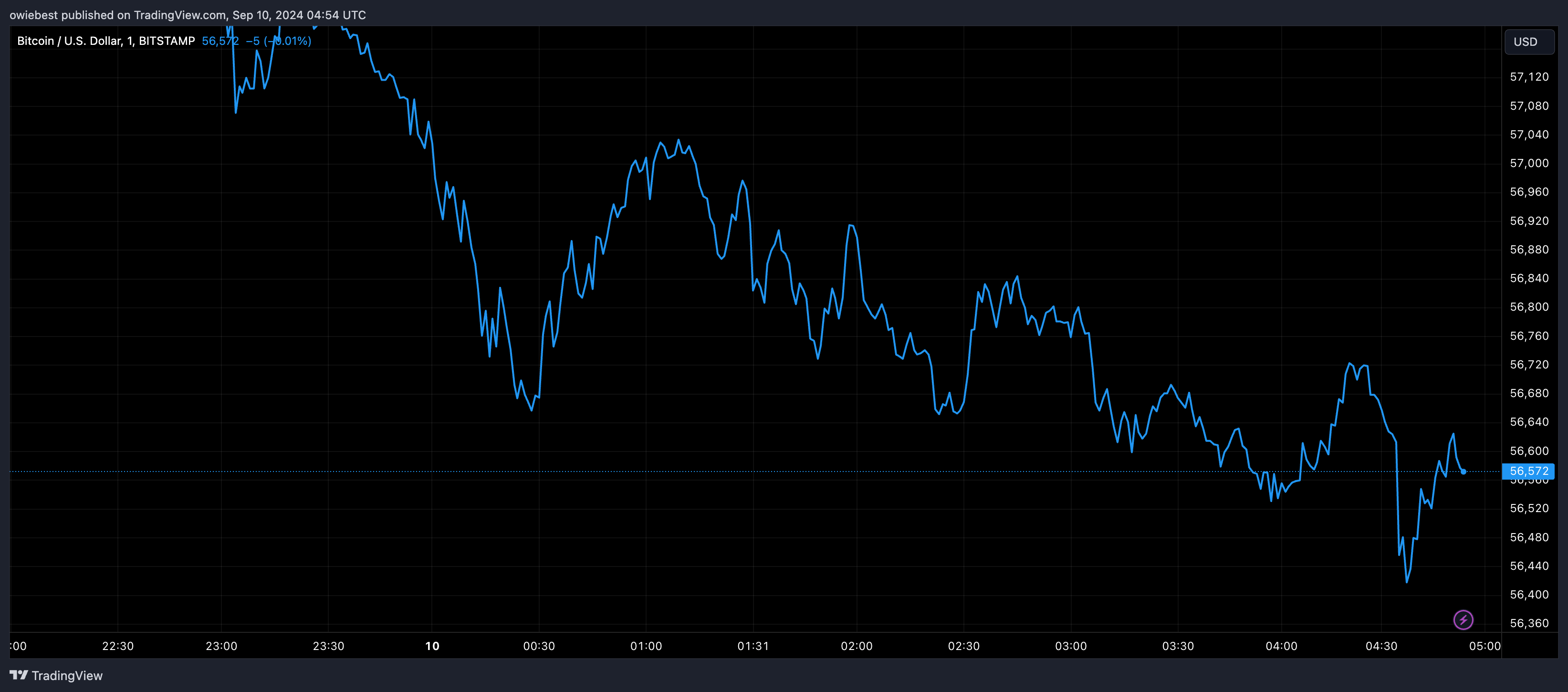 Bitcoin price chart from Tradingview.com