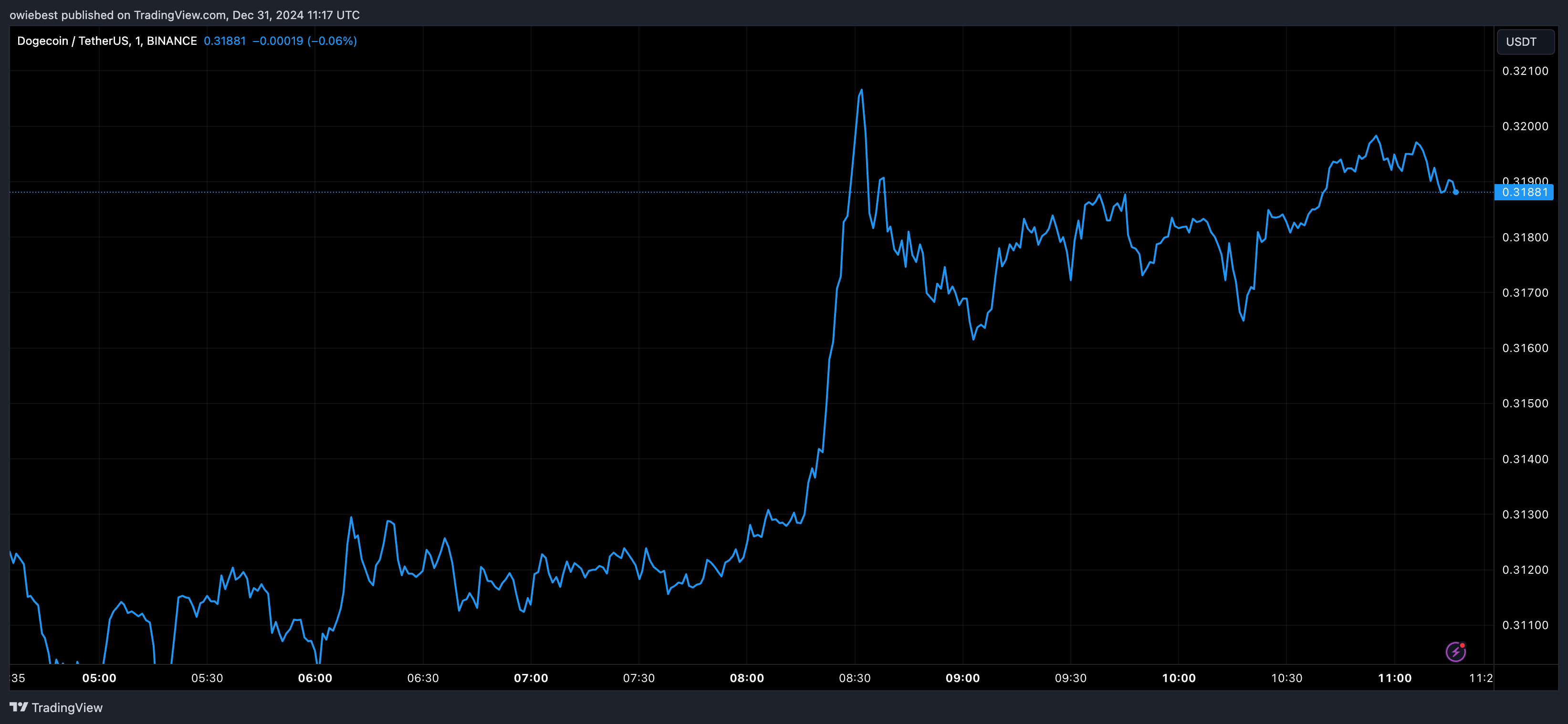 Dogecoin price chart from Tradingview.com (Shiba Inu price)