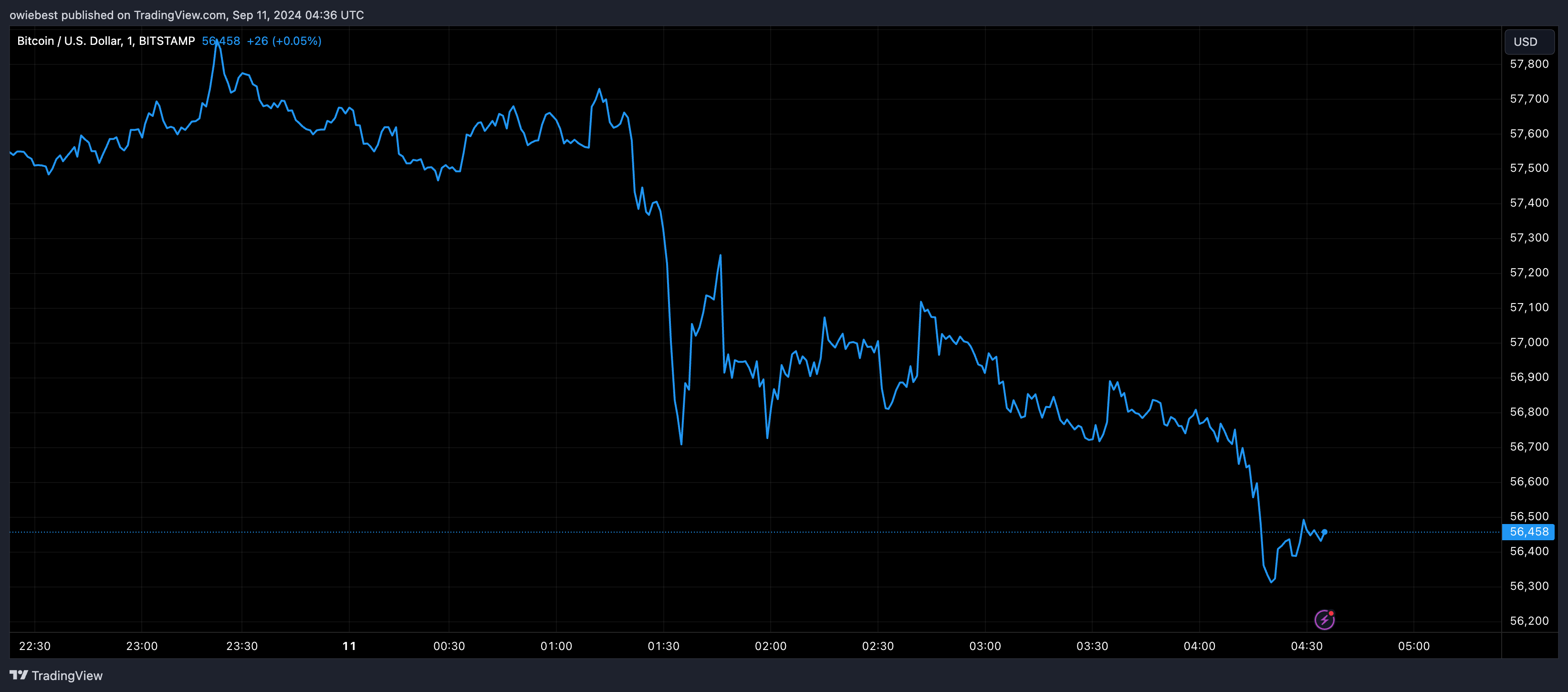 Bitcoin price chart from Tradingview.com