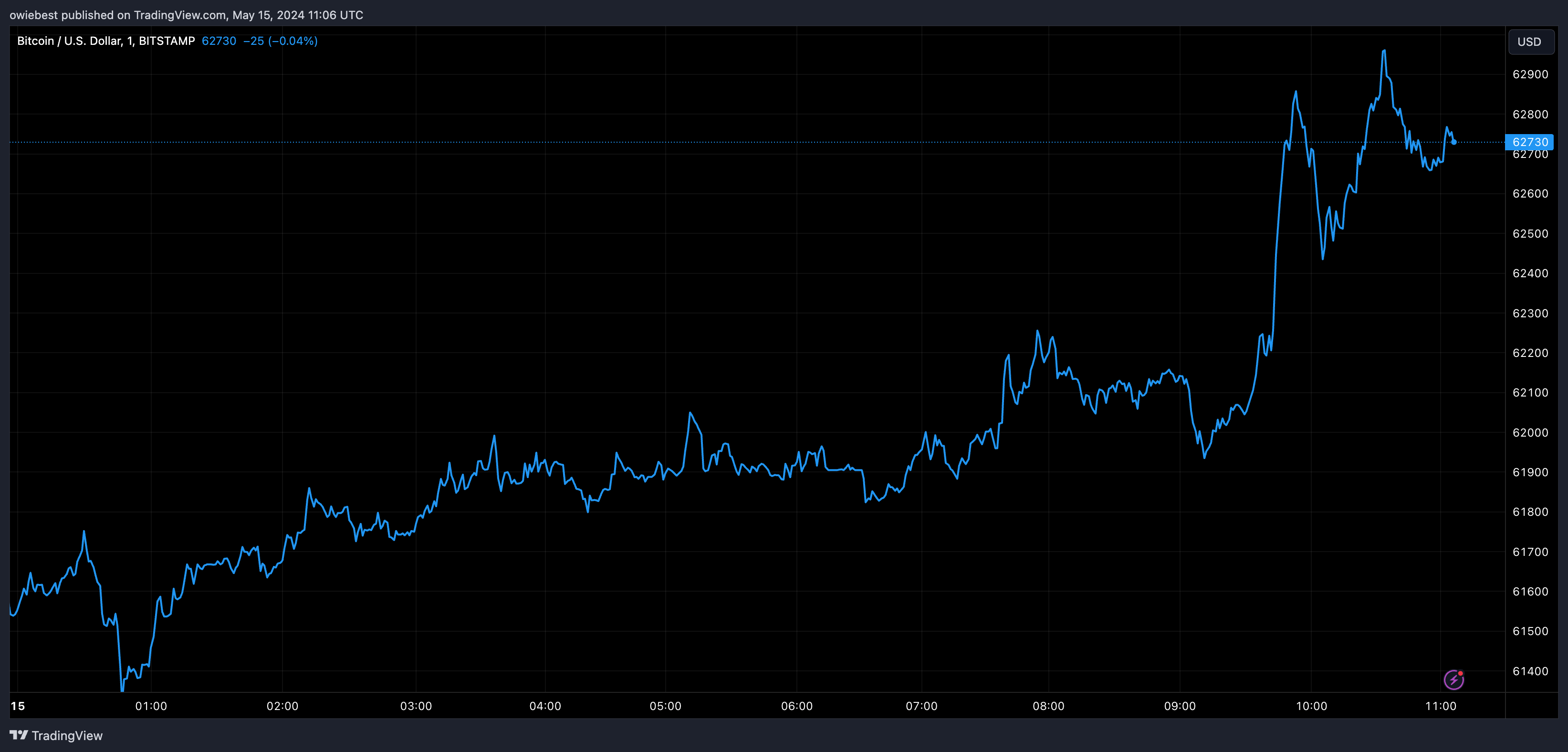 Bitcoin price chart from Tradingview.com