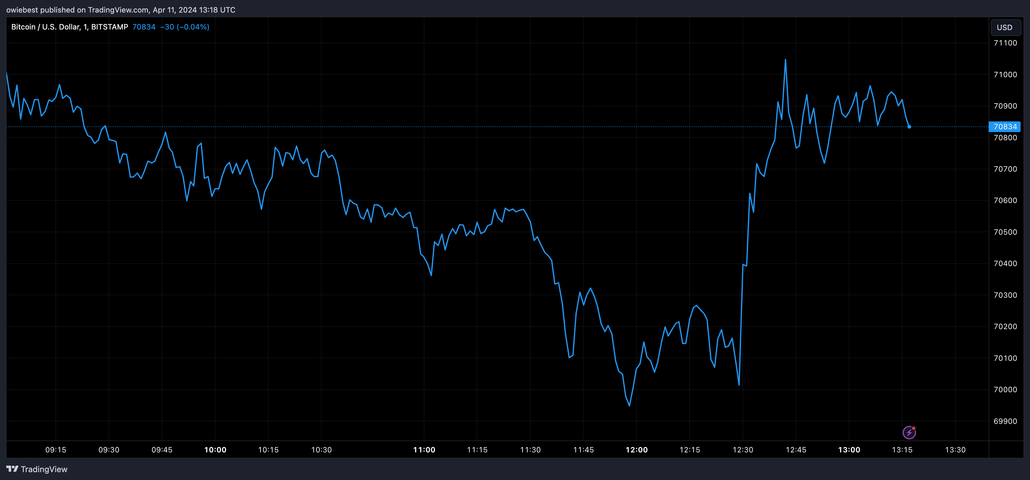 Bitcoin price chart from Tradingview.com