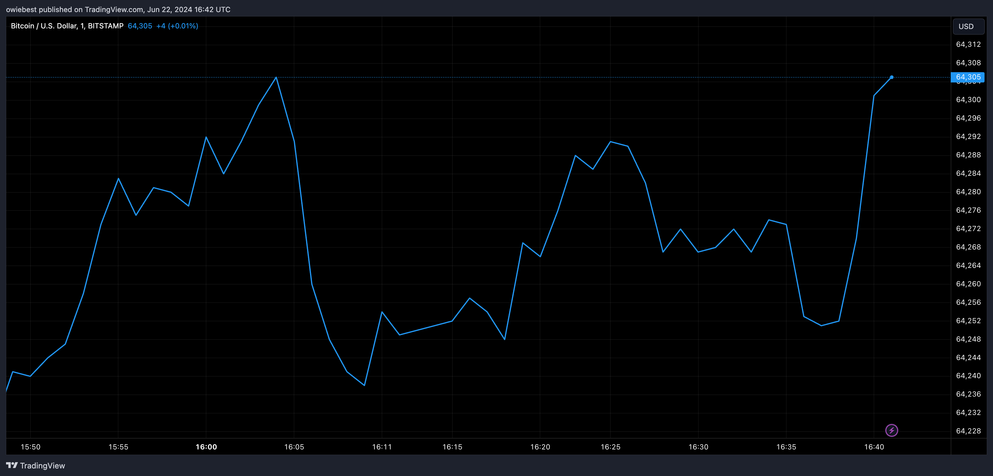 Bitcoin price chart from Tradingview.com