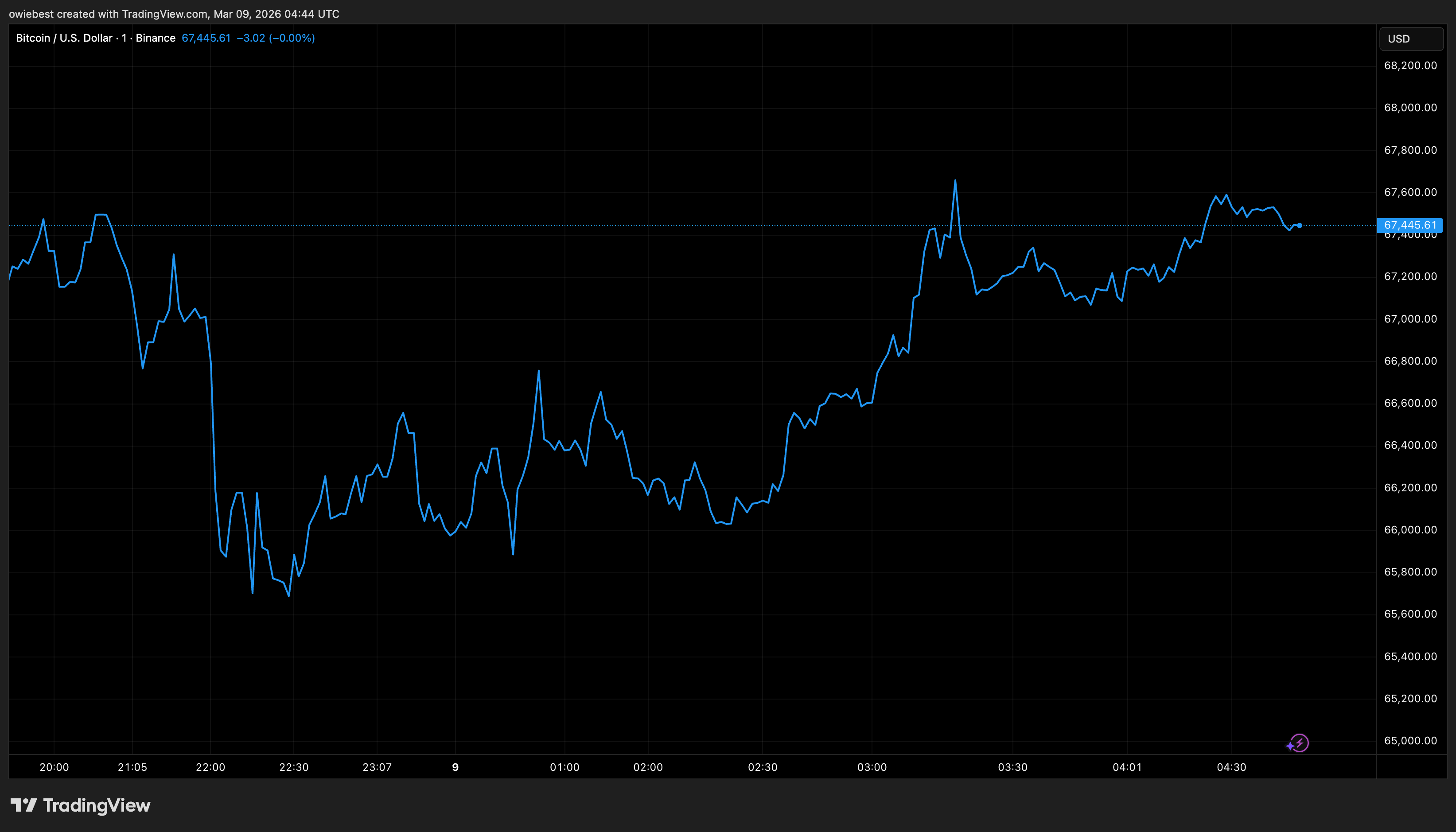 Bitcoin price chart from Tradingview.com