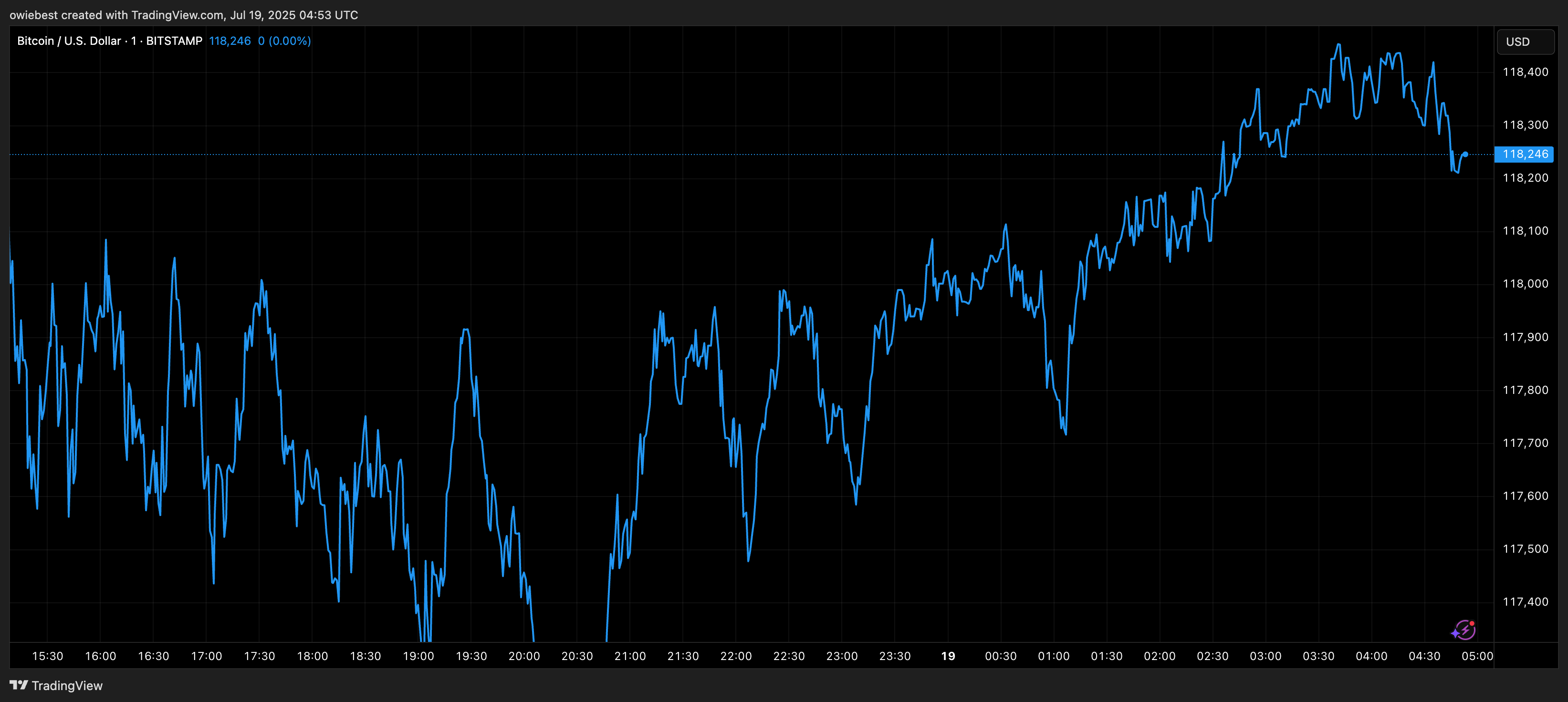 Bitcoin price chart from TradingView.com