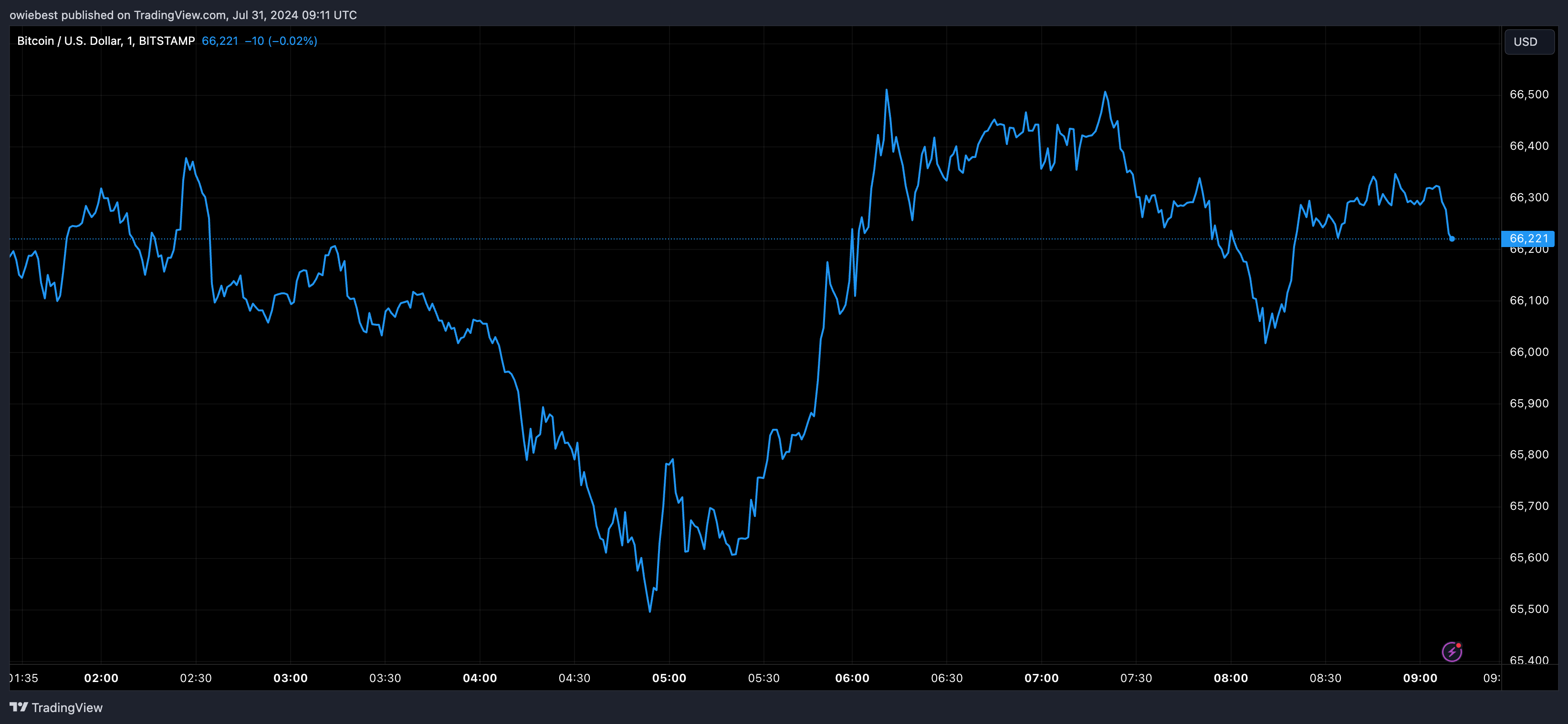 Bitcoin price chart from Tradingview.com