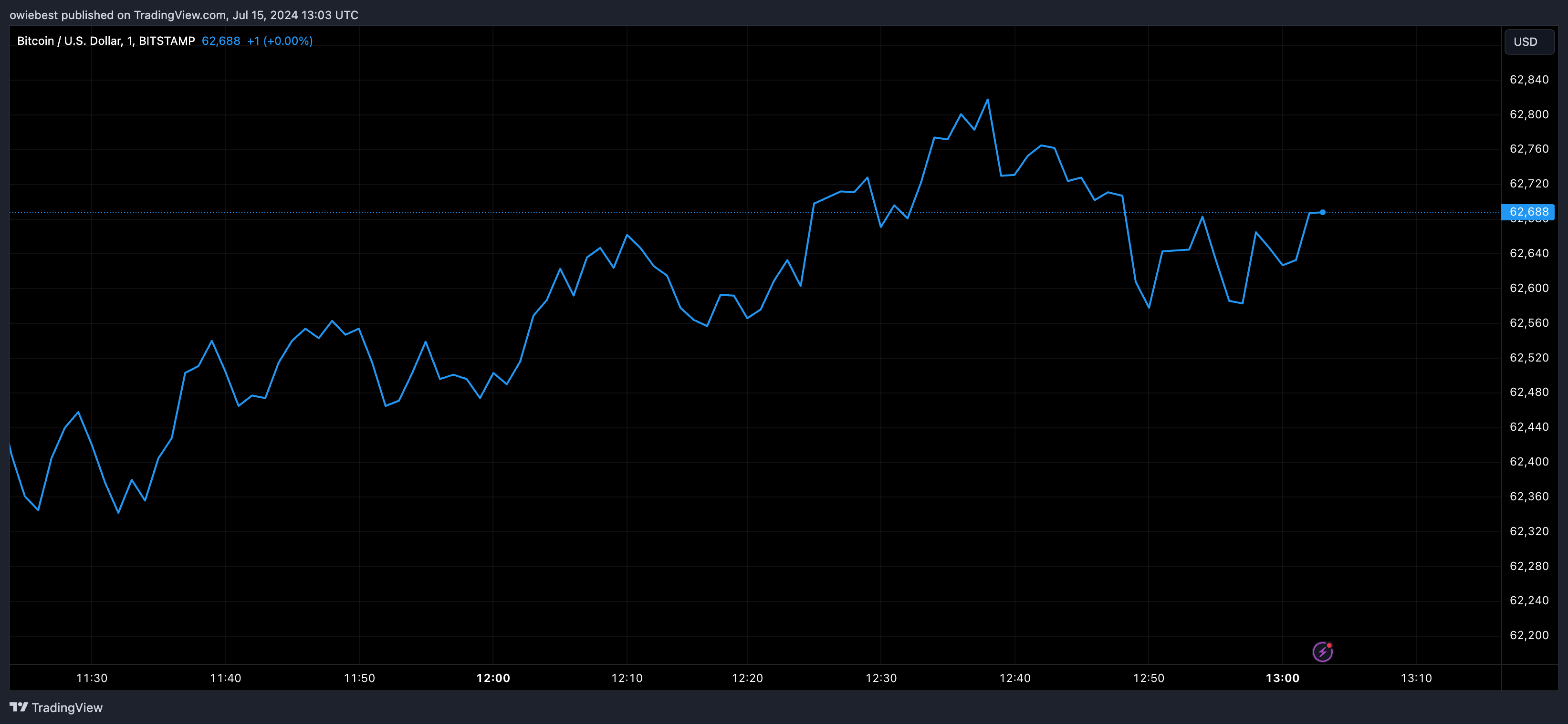 Bitcoin price chart from Tradingview.com