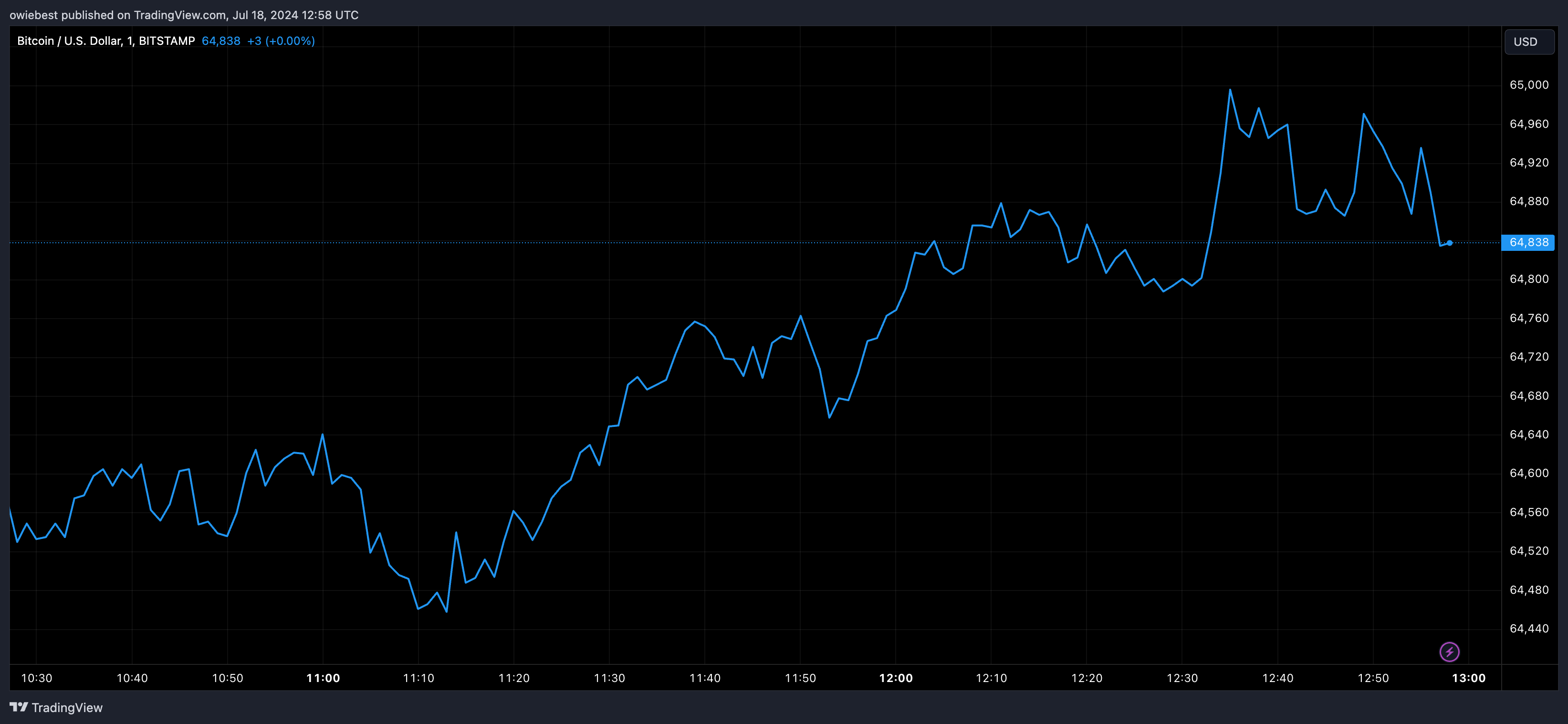 Bitcoin price chart from Tradingview.com