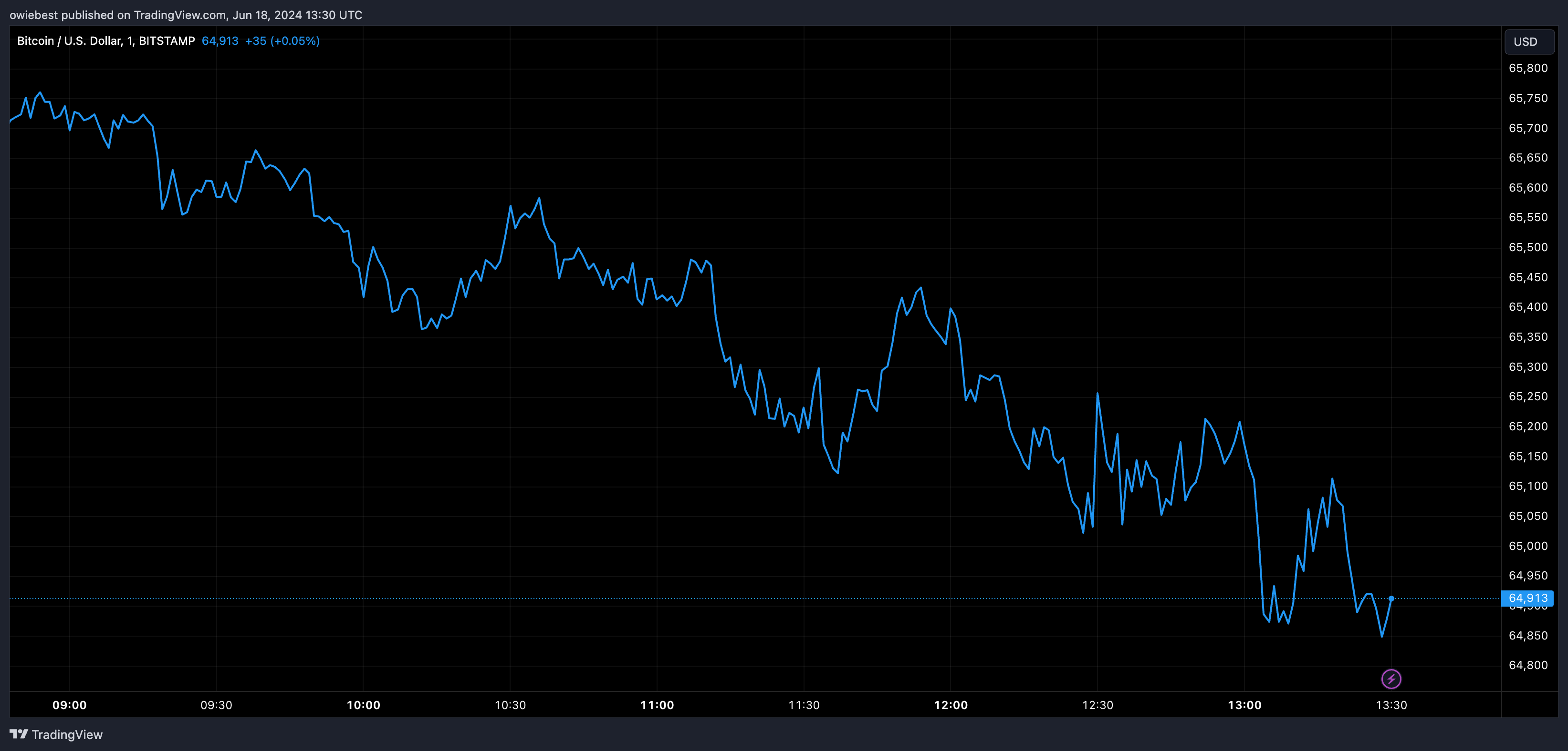 Bitcoin price chart from Tradingview.com