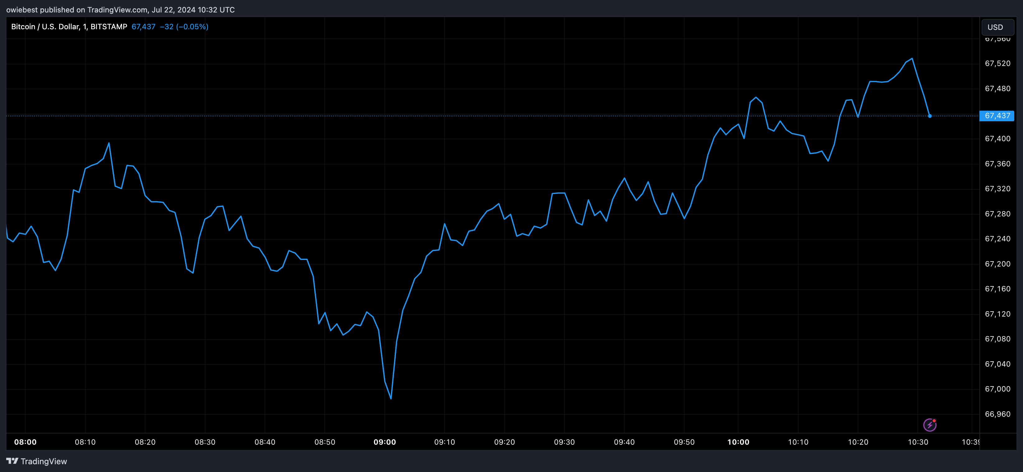 Bitcoin price chart from Tradingview.com