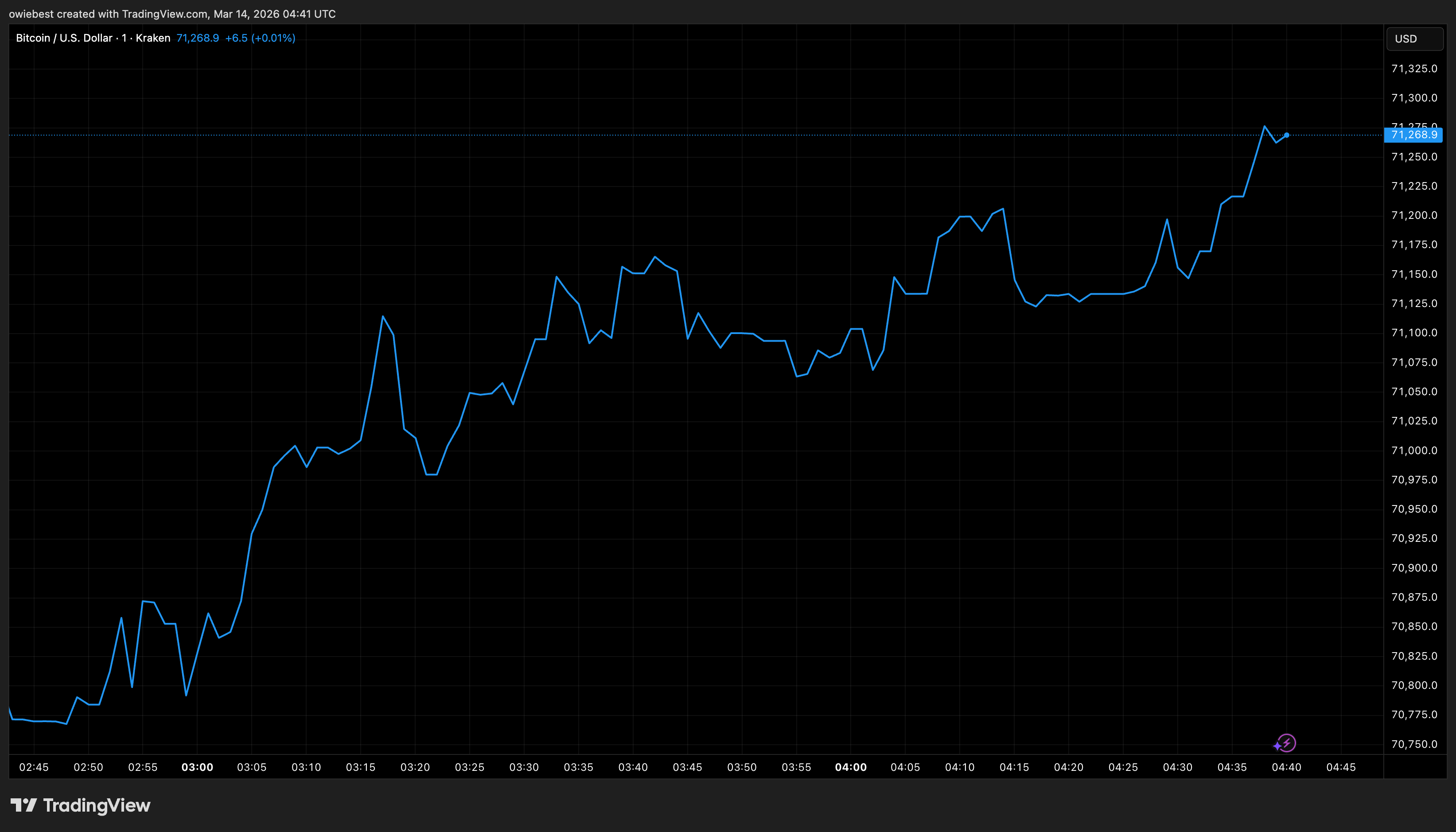 Bitcoin price chart from TradingView.com