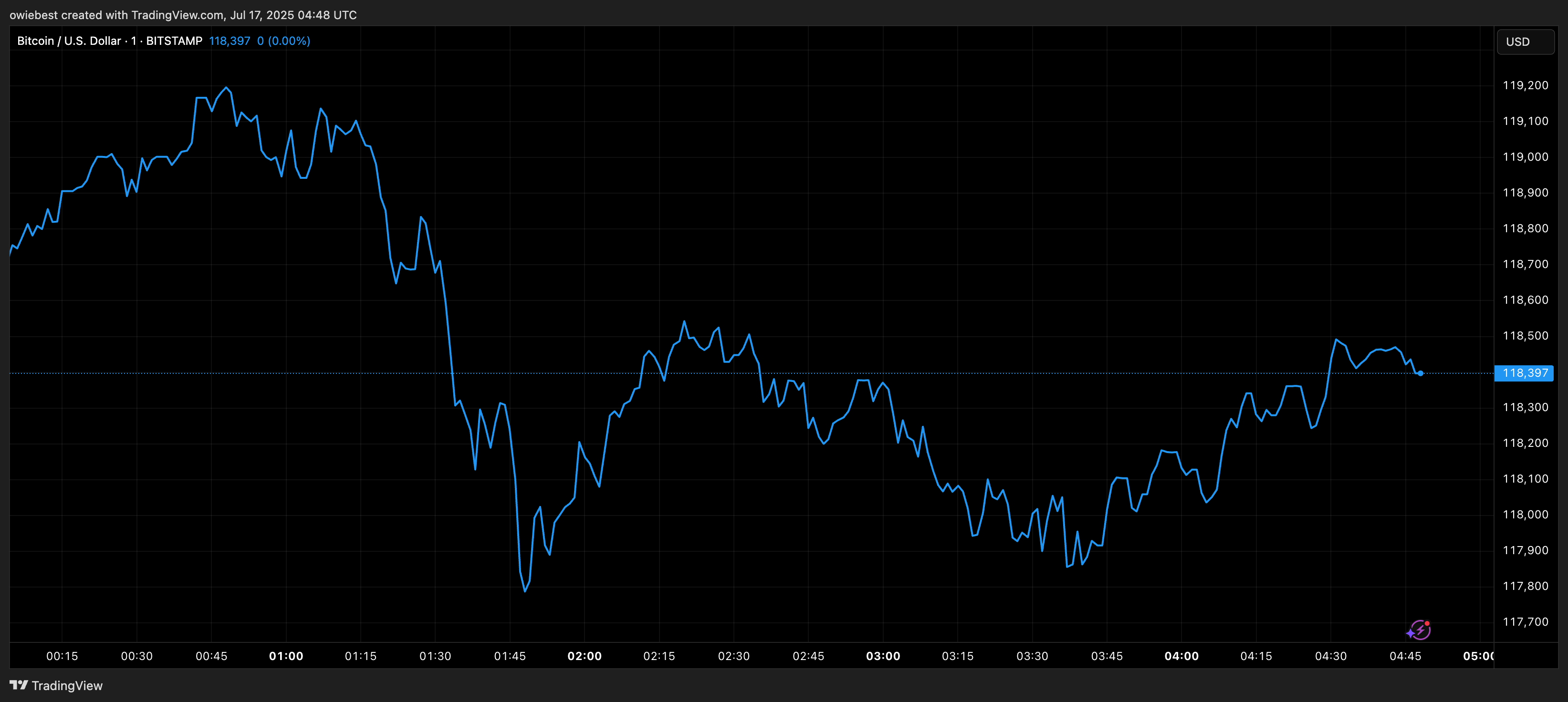 Bitcoin price chart from TradingView.com
