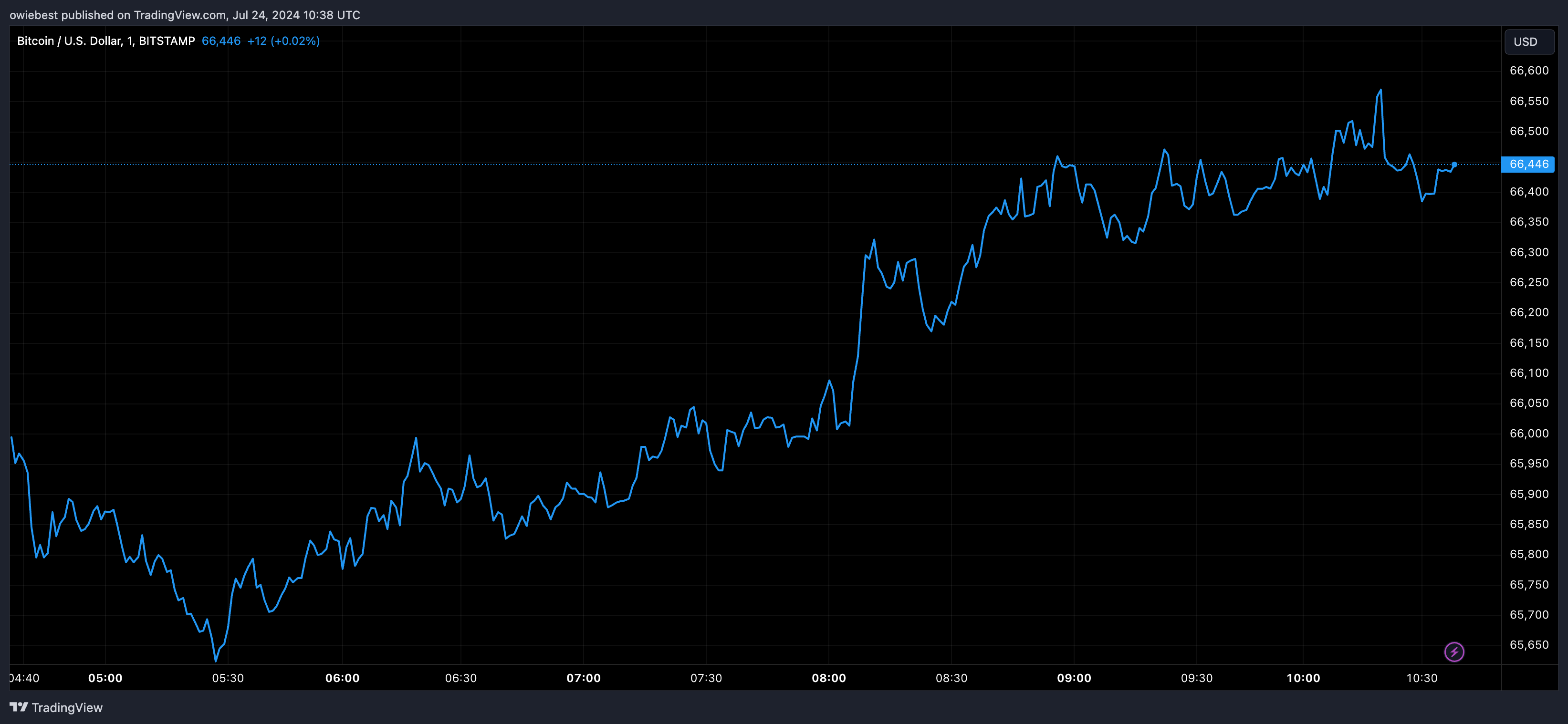 Bitcoin price chart from Tradingview.com