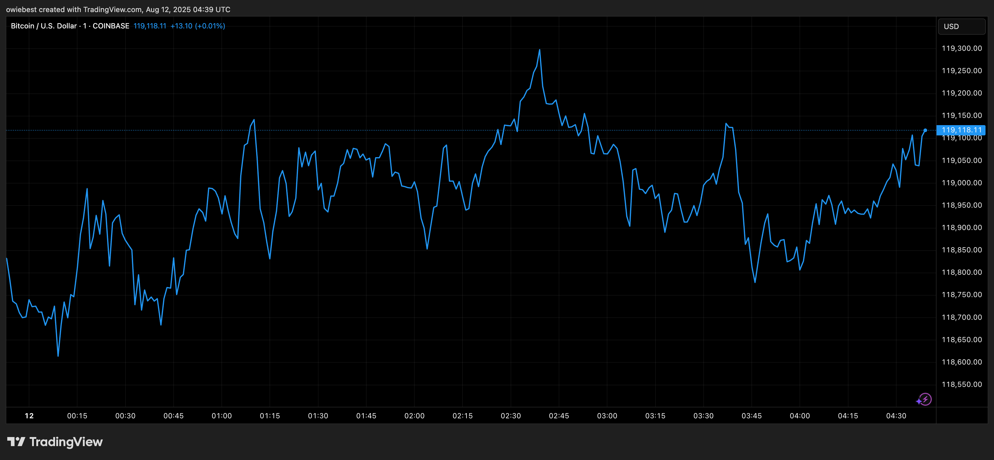 Bitcoin price chart from TradingView.com
