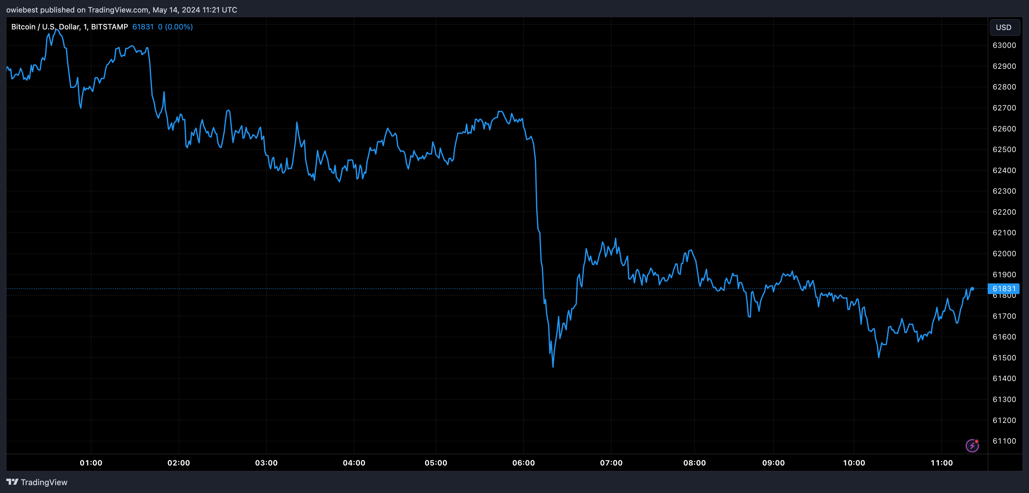 Bitcoin price chart from Tradingview.com