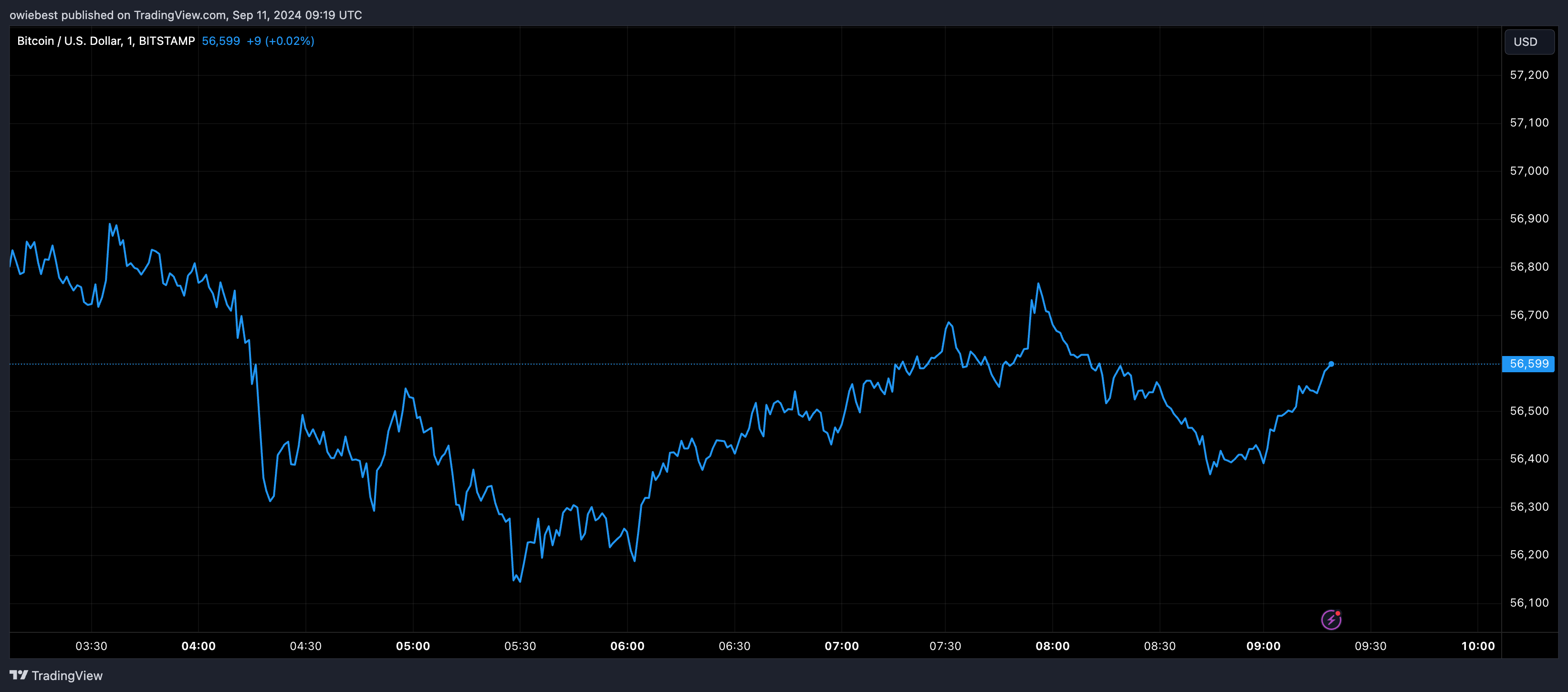 Bitcoin price chart from Tradingview.com