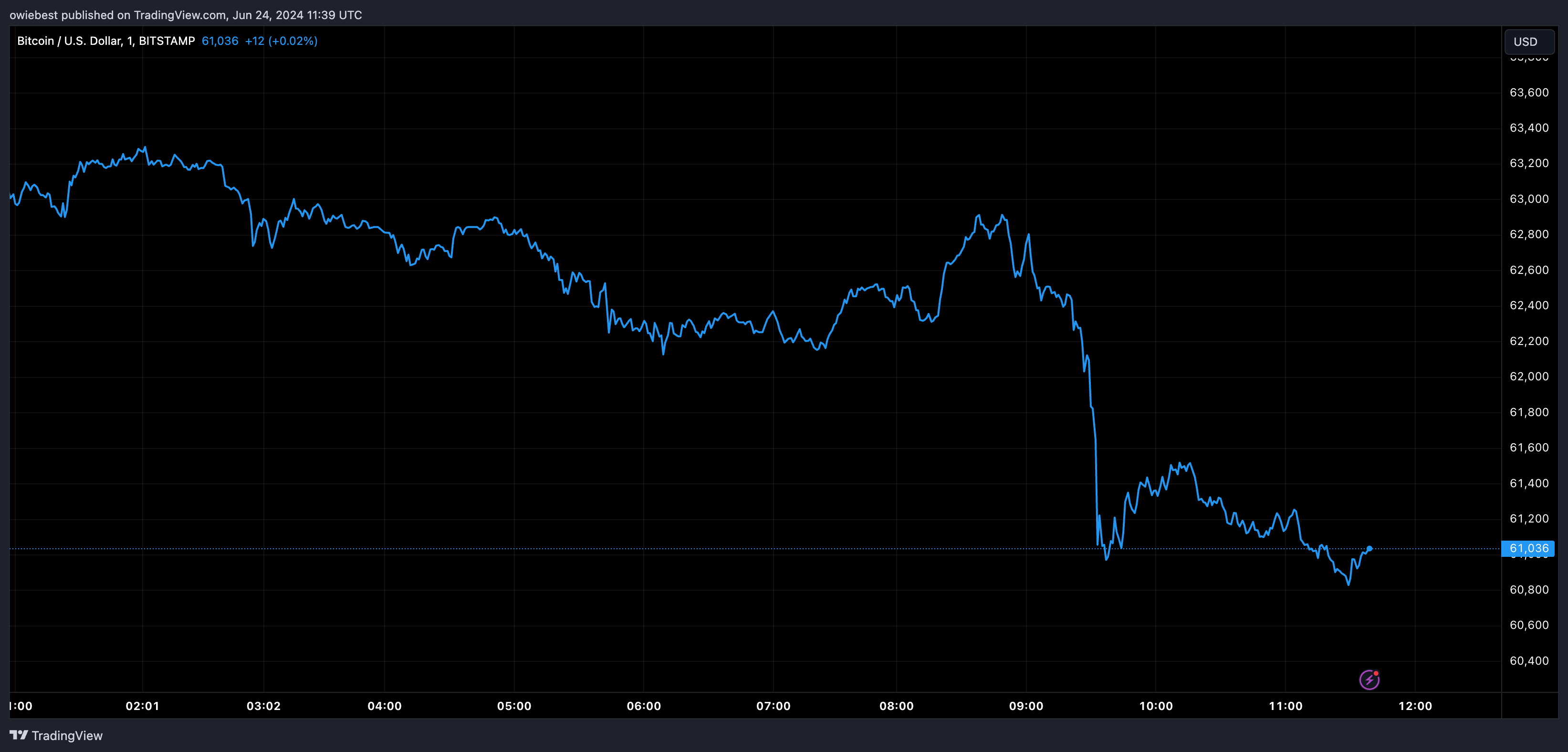 Bitcoin price chart from Tradingview.com